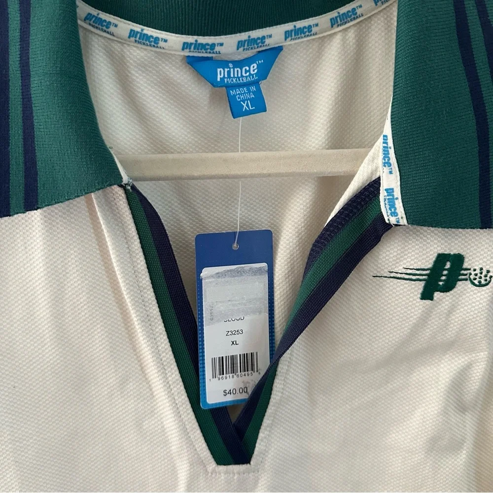 Prince White Pickleball Polo Dress with Green & Navy Trim - Picture 3 of 3
